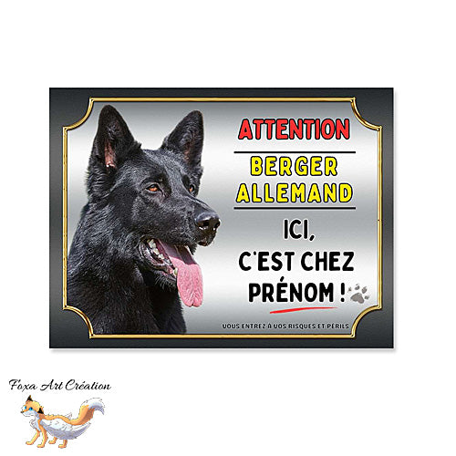 Plaque chien Attention Berger Allemand noir ici c'est chez moi