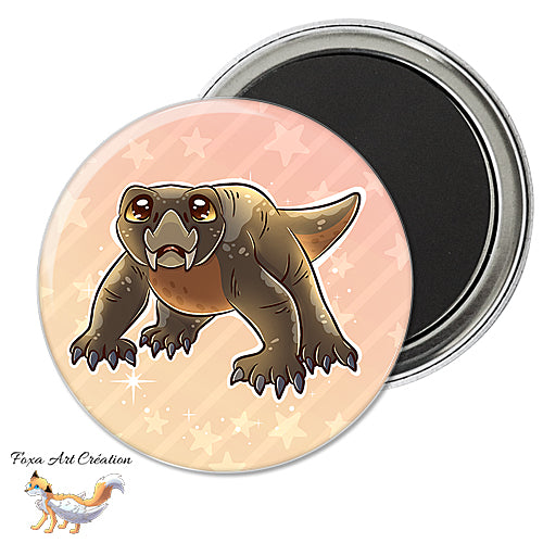 Badge, Magnet pins Lystrosaurus Mignon, paleo art, dinosaures et animaux préhistoriques