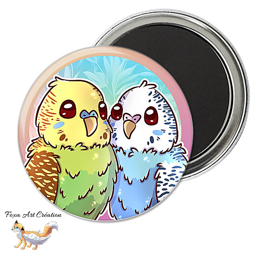 Badge, Magnet pins Perruches Ondulées, Illustration