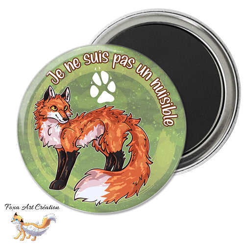 Badge, Magnet pins Renard Roux "Je ne suis pas un nuisible", Protection Animale, Illustration