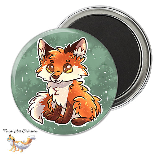 Badge, Magnet pins Renard Roux Assis, Mignon, modèle 2