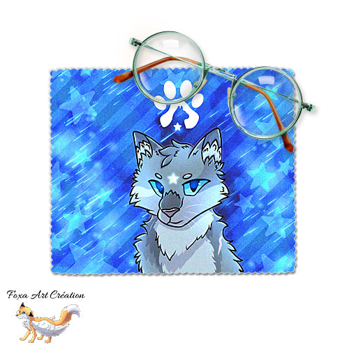 Essuie-lunette, Chiffonnette Microfibre Chat, La Guerre des Clans, Etoile Bleue, Bluestar, Warrior cats