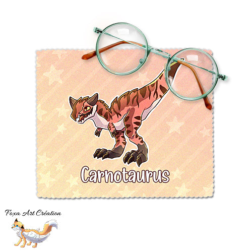 Essuie-lunette, Chiffonnette Microfibre Carnotaurus Rouge, Dinosaure Mignon
