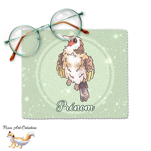 Essuie-lunette, Chiffonnette Microfibre Oiseau de Jardin, Chardonneret élégant, Personnalisé