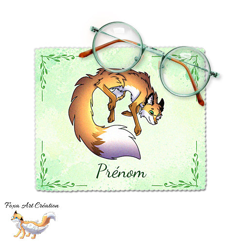 Essuie-lunette, Chiffonnette Microfibre Renard Roux, Personnalisé Prénom