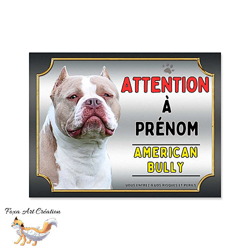 Plaque attention au chien race American Bully monte la garde Panneau pancarte (2)