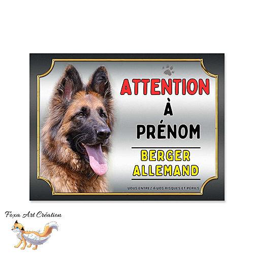 Plaque chien Attention race Berger Allemand monte la garde