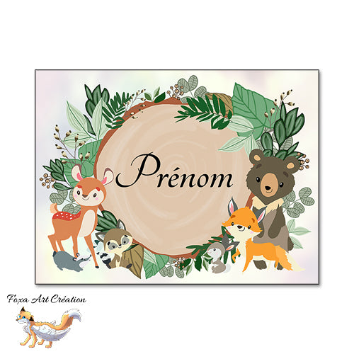 Plaque de Chambre Animaux de la Forêt, Enfant Panneau de porte décoratif personnalisé