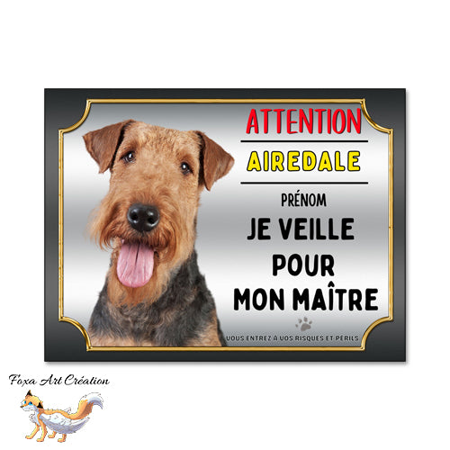 plaque attention au chien airedale monte la garde je veille pour mon maitre