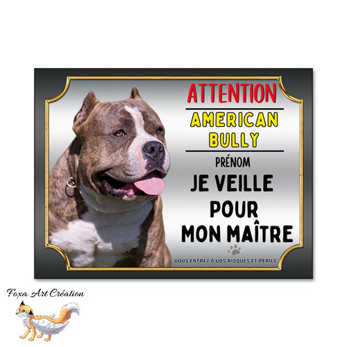 plaque attention au chien american bully monte la garde je veille pour mon maitre