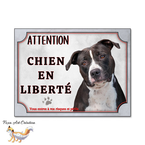 plaque attention au chien american staff amstaff je monte la garde en liberté