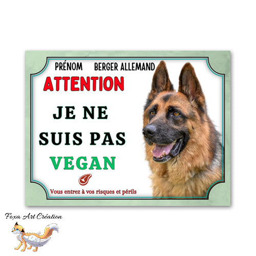 plaque attention au chien berger allemand je ne suis pas vegan