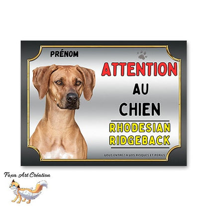 Plaque Rhodesian Ridgeback Attention au chien Panneau pancarte