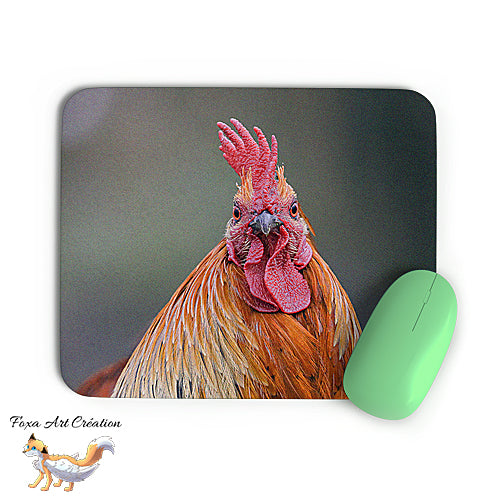 Tapis de souris Portrait de Coq, Animaux de la ferme, Poule, Photographie nature, décoration de bureau