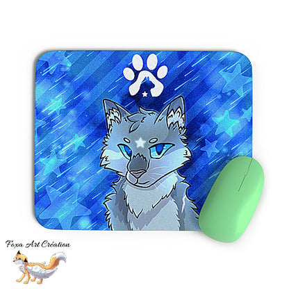 Tapis de souris chat style la guerre des clans, Etoile Bleue, warrior cats, Bluestar, décoration de bureau