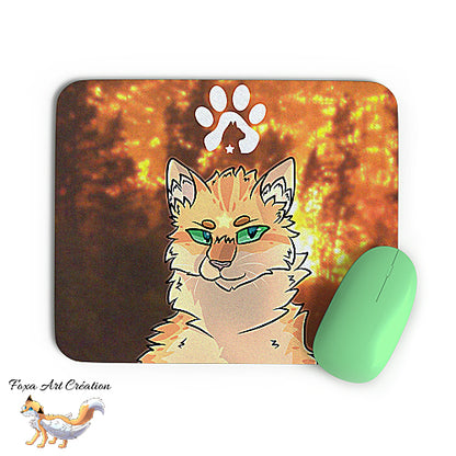 Tapis de souris chat style la guerre des clans, Etoile de Feu, warrior cats, Firestar, décoration de bureau