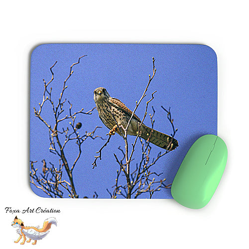 Tapis de souris Faucon Crécerelle, Ciel Bleu, Rapace, Oiseaux, Photographie nature, Modèle 1, décoration de bureau