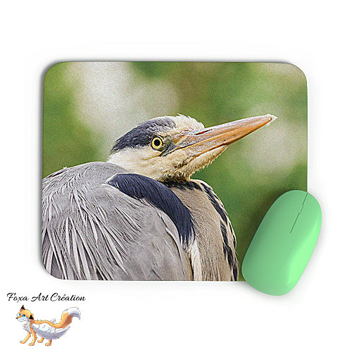 Tapis de souris Portrait de Héron Cendré, Ardea cinerea, Oiseaux, Photographie nature, Modèle 1, décoration de bureau