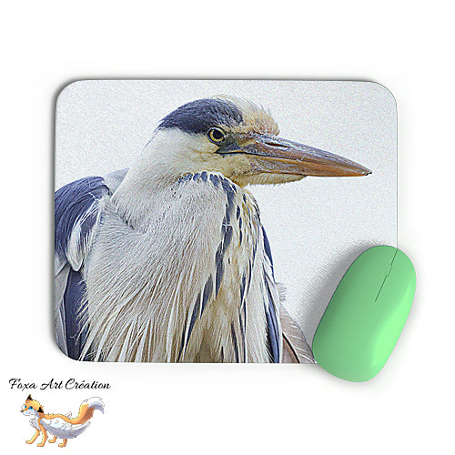Tapis de souris Portrait de Héron Cendré, Ardea cinerea, Oiseaux, Photographie nature, Modèle 2, décoration de bureau