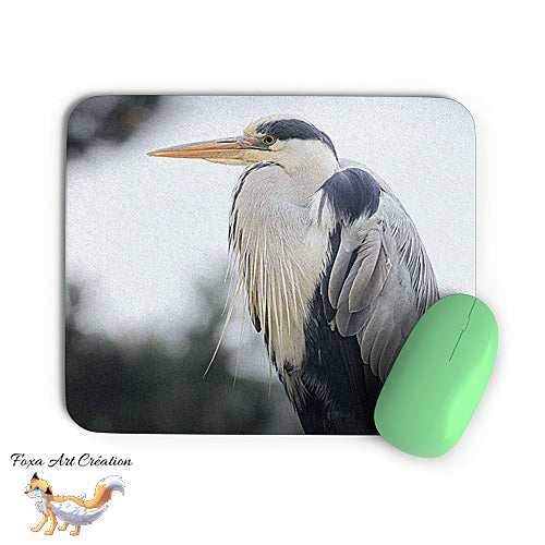 Tapis de souris Portrait de Héron Cendré, Ardea cinerea, Oiseaux, Photographie nature, Modèle 3, décoration de bureau