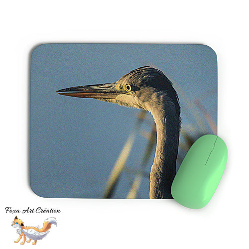 Tapis de souris Portrait de Héron Cendré, Ardea cinerea, Oiseaux, Photographie nature, Modèle 4, décoration de bureau