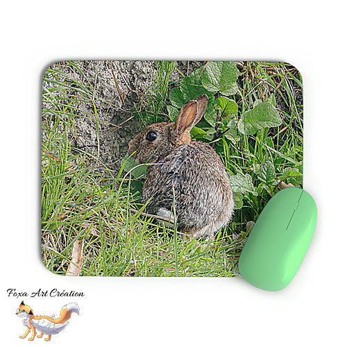 Tapis de souris Lapin de Garenne, Mammifère, Photographie nature, Modèle 1, décoration de bureau
