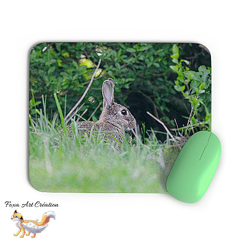 Tapis de souris Lapin de Garenne, Mammifère, Photographie nature, Modèle 2, décoration de bureau