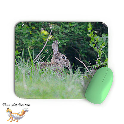 Tapis de souris Lapin de Garenne, Mammifère, Photographie nature, Modèle 2, décoration de bureau