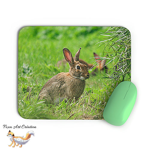 Tapis de souris Lapin de Garenne, Mammifère, Photographie nature, Modèle 4, décoration de bureau