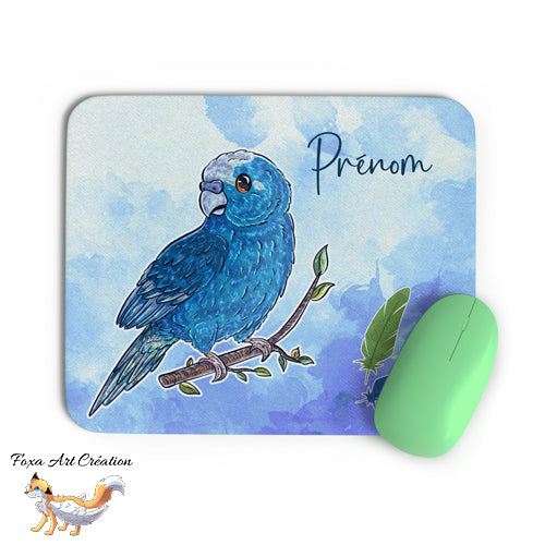 Tapis de Souris Personnalisé Kakariki Bleu - Perruche de Sparrman Oiseau Illustration Bureau