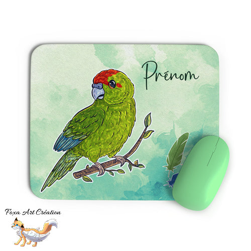 Tapis de Souris Personnalisé Kakariki Vert - Perruche de Sparrman Oiseau Illustration Bureau