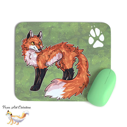 Tapis de souris Motif Renard Roux se tenant debout, Illustration, décoration de bureau