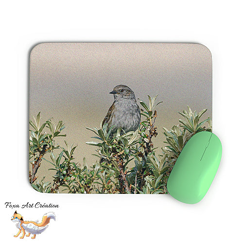 Tapis de souris Accenteur Mouchet, Prunella modularis, Oiseaux des Jardins, Photographie nature, Modèle 2, décoration de bureau