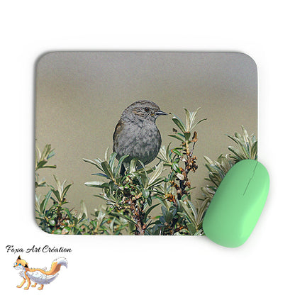 Tapis de souris Accenteur Mouchet, Prunella modularis, Oiseaux des Jardins, Photographie nature, Modèle 1, décoration de bureau