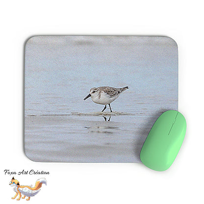 Tapis de souris Bécasseau Sanderling, Calidris alba, Oiseaux, Photographie nature, Modèle 2, décoration de bureau