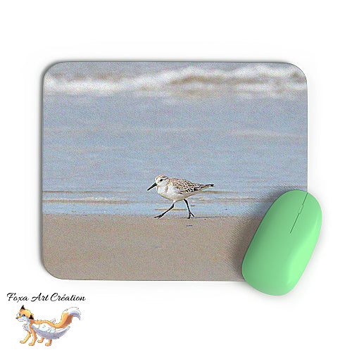 Tapis de souris Bécasseau Sanderling, Calidris alba, Oiseaux, Photographie nature, Modèle 1, décoration de bureau