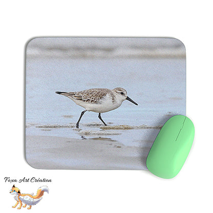 Tapis de souris Bécasseau Sanderling, Calidris alba, Oiseaux, Photographie nature, Modèle 3, décoration de bureau