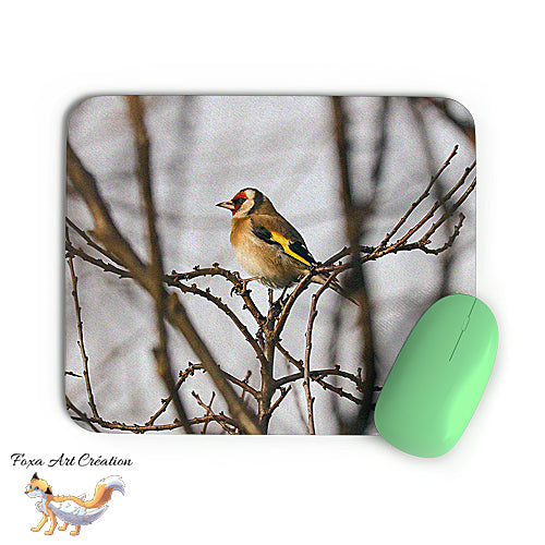 Tapis de souris Chardonneret élégant, Carduelis carduelis, Oiseaux des Jardins, Photographie nature, Modèle 1, décoration de bureau
