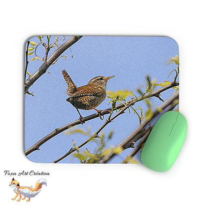 Tapis de souris Troglodyte Mignon, Oiseaux des Jardins, Photographie nature, Modèle 1, décoration de bureau
