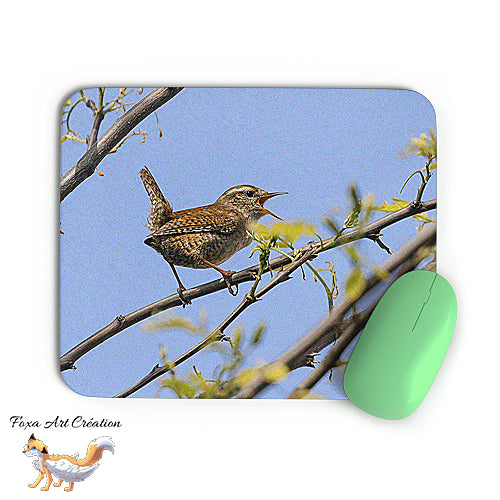 Tapis de souris Troglodyte Mignon, Oiseaux des Jardins, Photographie nature, Modèle 1, décoration de bureau