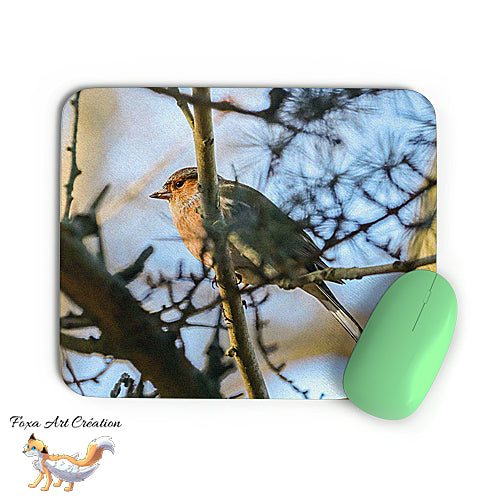 Tapis de souris Pinson des Arbres, Fringilla coelebs, Oiseaux des Jardins, Photographie nature, Modèle 2, décoration de bureau