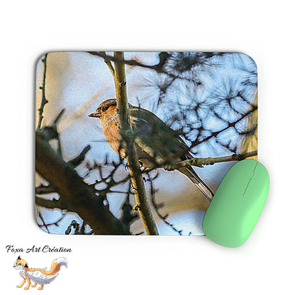 Tapis de souris Pinson des Arbres, Fringilla coelebs, Oiseaux des Jardins, Photographie nature, Modèle 2, décoration de bureau