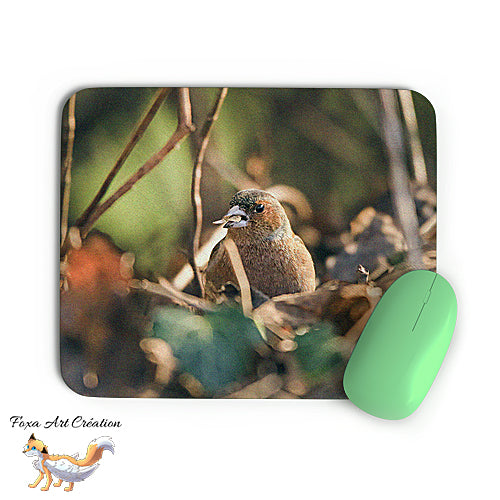 Tapis de souris Pinson des Arbres, Fringilla coelebs, Oiseaux des Jardins, Photographie nature, Modèle 1, décoration de bureau