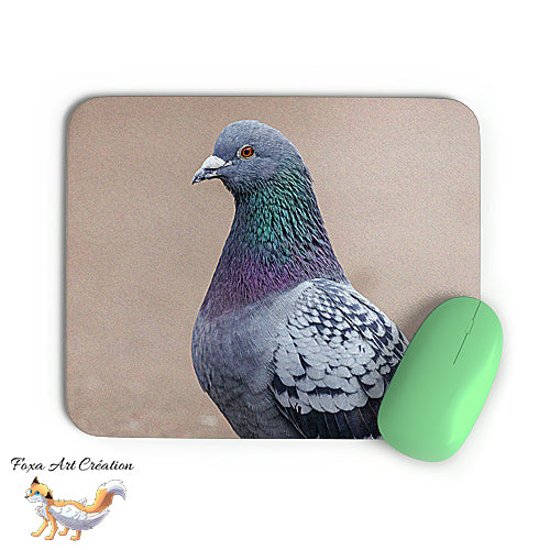 Tapis de souris Portrait de Pigeon Biset, Colombe, Oiseaux, Photographie nature, décoration de bureau