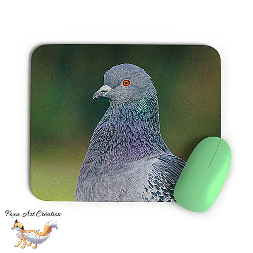 Tapis de souris Portrait de Pigeon Biset, Colombe, Oiseaux, Photographie nature, Modèle 4, décoration de bureau