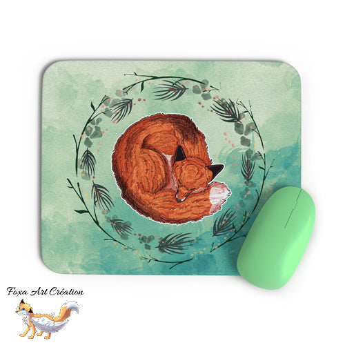 Tapis de souris Motif Renard Roux Endormi, Douceur et Nature, Illustration, décoration de bureau