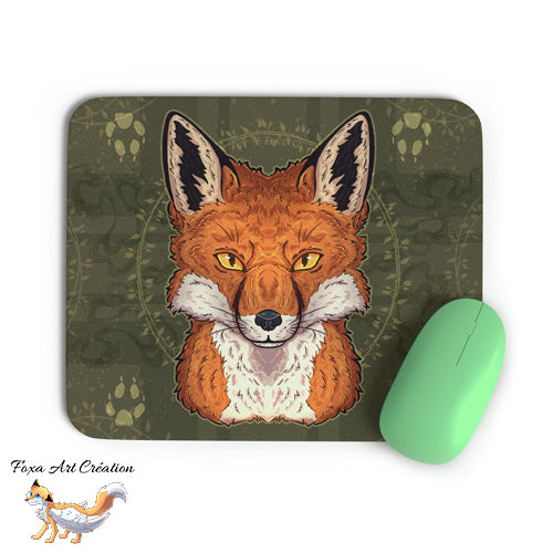 Tapis de souris doux format rectangle, Motif Renard Roux, Tête Totem, Nature, Illustration, décoration de bureau