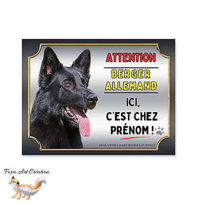 Plaque chien Attention Berger Allemand noir ici c'est chez moi