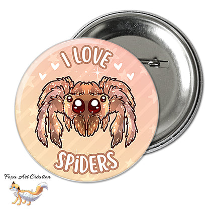 Badge, Magnet Araignée Mignonne "I love spiders", Chibi