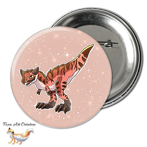 Badge, Magnet pins Dinosaure Carnotaurus Rouge Mignon, paleo art